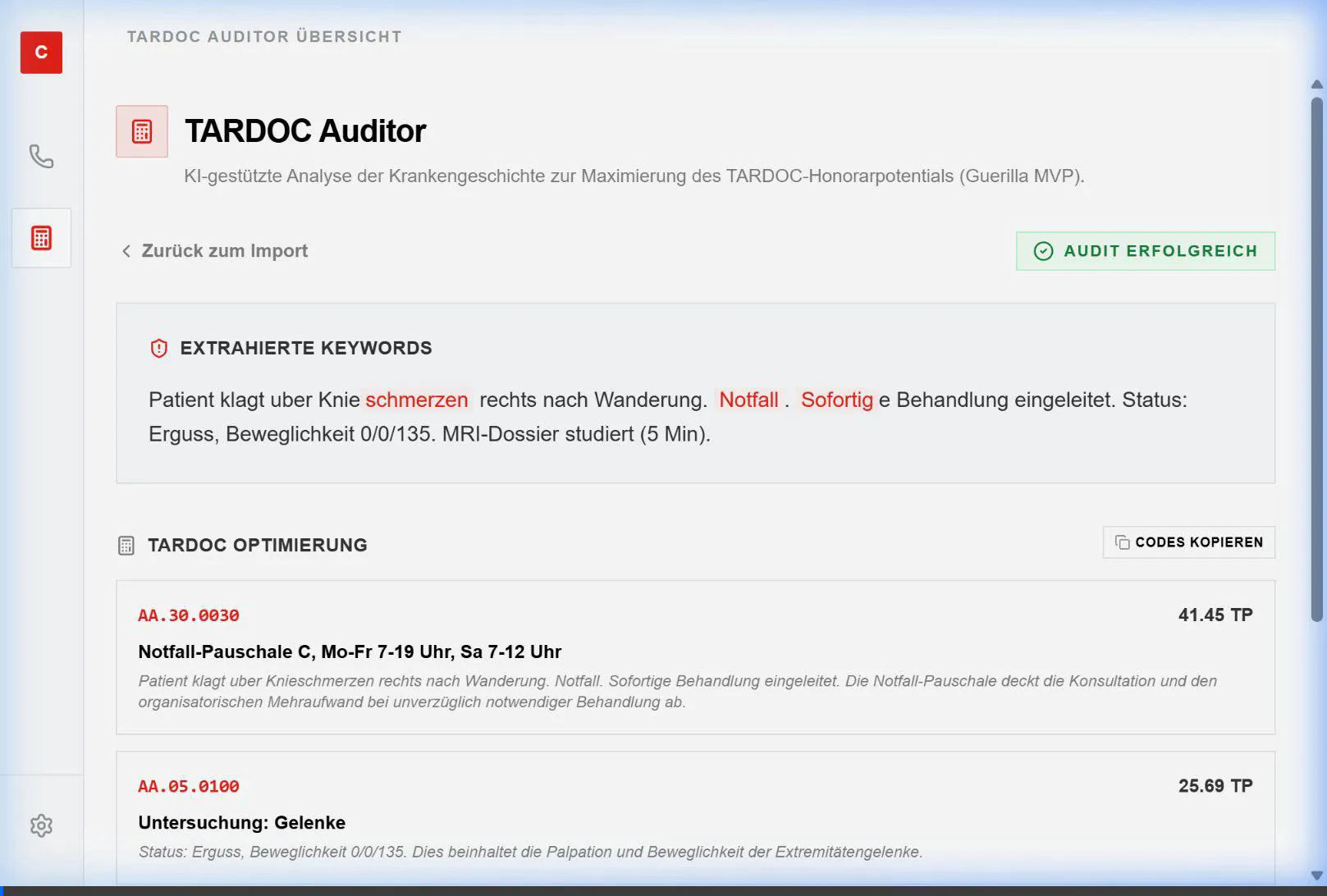 CuraCore TARDOC Workflow Demo